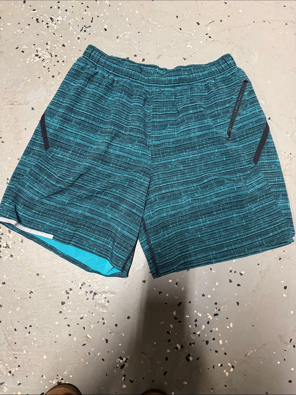 Men's Teal Patterned Athletic Shorts - Lightweight Activewear